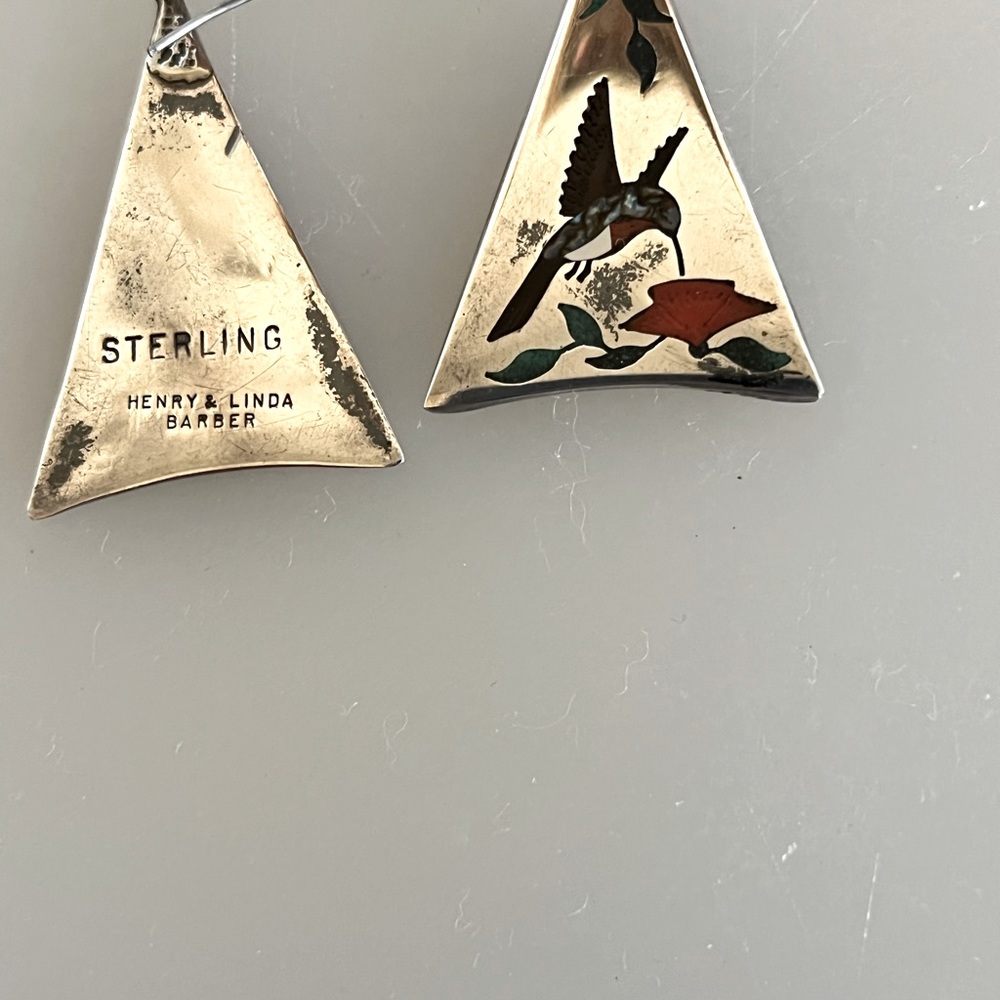 Vintage sterling silver Native American silversmiths Henry and Linda Barber